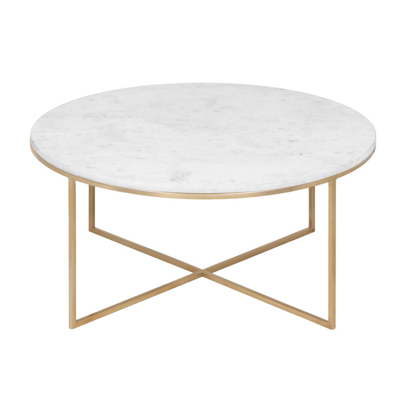 SIA Home Svea Coffee Table White Marble Brass Effect Feet Wayfair